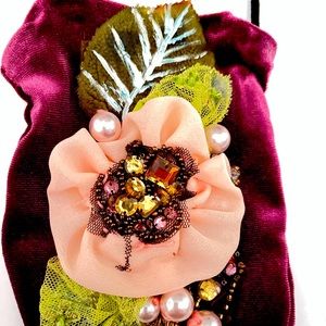 Handmade textile fabric pendant,  Amulet bag, neck pouch